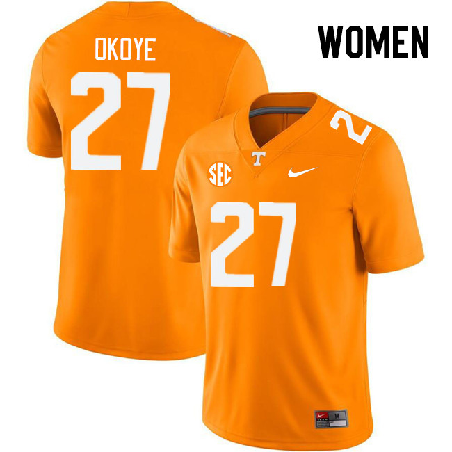 Women #27 Emmanuel Okoye Tennessee Volunteers College Football Jerseys Stitched Sale-Orange - Click Image to Close
